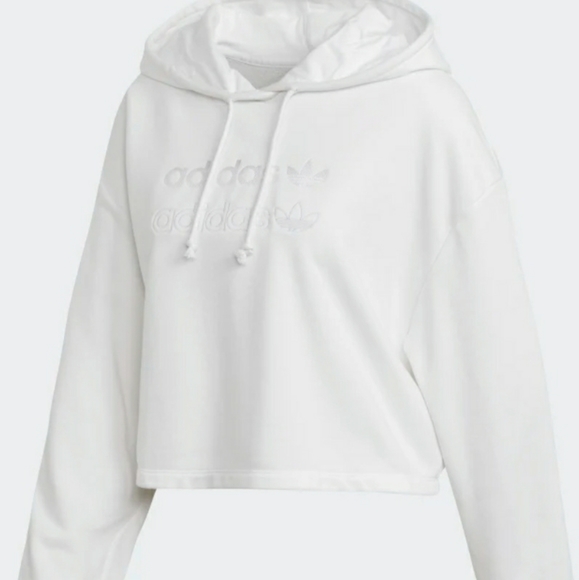adidas Originals cropped hoodie in white - Picture 10 of 10